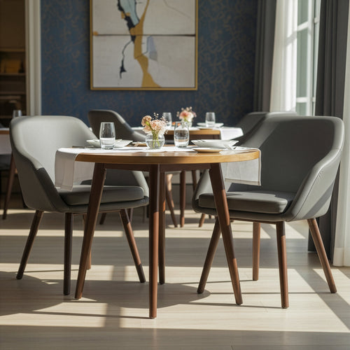 Adaya Grey PU Leather Arm Chair with Beech Legs (Set of 2)